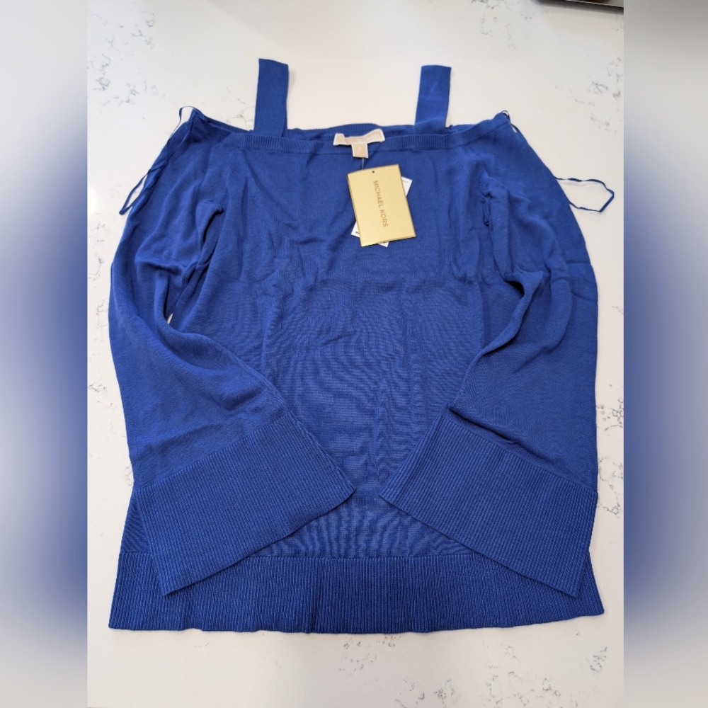 Michael Kors Blue Off-Shoulder Sweater